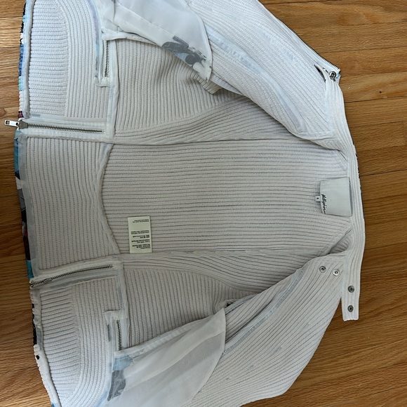 3.1 Phillip Lim Floral print corded moto jacket in white, beige, blue, purple. - Picture 7 of 7